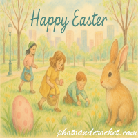 E-card tal-Għid pastel b’kaċċa tal-bajd fil-belt