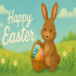 Charming Easter Card with Bunny and Spring Basket - Image