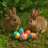 Charming Easter Bunnies Hiding Colorful Eggs in Garden