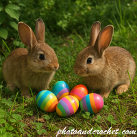 Easter Bunnies in Garden E-Card