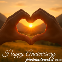 Golden Hour Anniversary Ecard – Heart Hands in Sunset