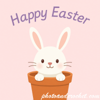 Pastel Easter Bunny in Flower Pot E-Card