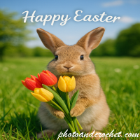 Easter Bunny with Tulips E-Card