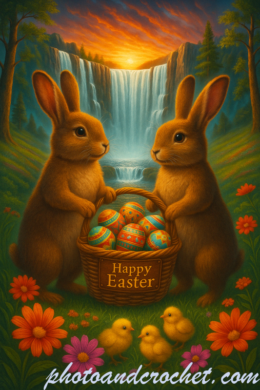 Easter Bunnies with Basket - Image