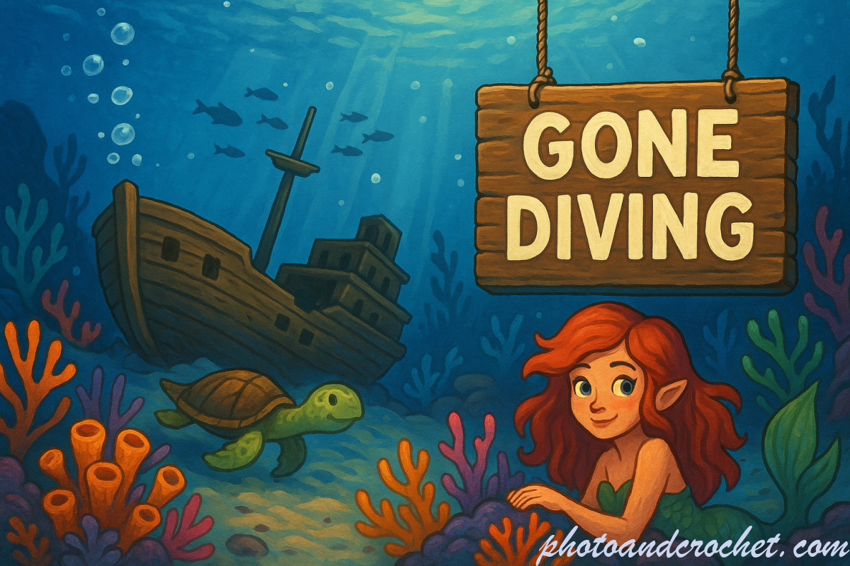 Gone Diving E-Card – Pirate Shipwreck and Mermaid Scene _ Image