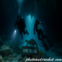 Gone Diving Cave Scene – Technical Divers in Underwater Cave - Image