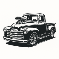 1950s Chevy Hot-Rod Pickup Illustration