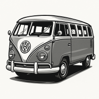 Classic VW Bus Split-Window Illustration