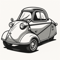 Vintage Aircraft-Inspired Microcar Illustration