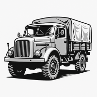 Classic Cold-War Tactical Truck Illustration