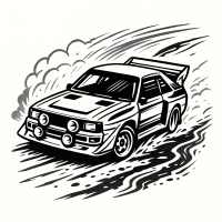 Ilustración Coche de Rally Grupo B Derrapando