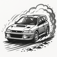 Ilustración Coche de Rally Subaru Impreza WRX Derrapando