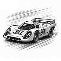 Ilustración Coche de Carreras Porsche 917K en Le Mans