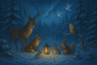 การรวมตัวกันของสัตว์ป่าในป่าหน้าหนาว