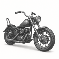 Classic 3D Chopper Motorcycle Clipart