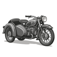 Vintage 1940s BMW Motorcycle with Sidecar Clipart