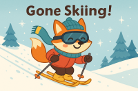 Gone Skiing – Cute Fox on Skis