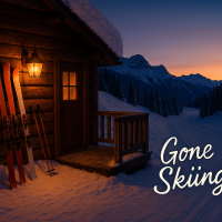 Gone Skiing – Evening Lodge Glow