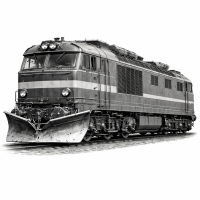 Lokomottiva Diesel Skandinava Tqila għal Klima Kiesħa – Clipart 3D Monokromatika