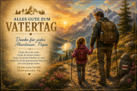 Alles Gute zum Vatertag – German Alpine Hiking Father &amp; Daughter Oil Painting Edition